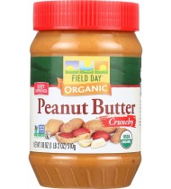 Field Day Organic Easy Spread Peanut Butter, Crunchy, Salted (12x18Oz)