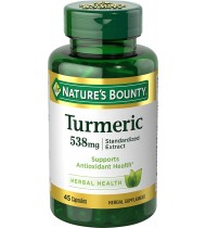 Nature's Bounty Turmeric Pills and Herbal Health Supplement, 538mg, 45 Capsules