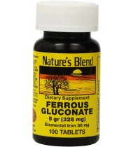 Nature's Blend Ferrous Gluconate Tablets, 100 Count