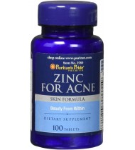 Zinc for Acne by Puritan's Pride, 100 Tablets