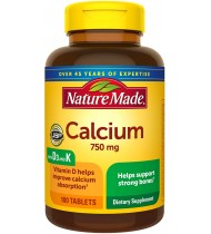 Nature Made Calcium 750 mg with Vitamin D3, 100 Capsules