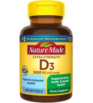 Nature Made Extra Strength Vitamin D3 5000 IU Softgels (125 mcg), 360 Count