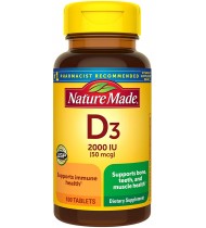 Nature Made Vitamin D3 2000 IU (50 mcg) Tablets, 100 Count