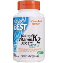 Doctor's Best Natural Vitamin K2 MK-7 with MenaQ7, 45 mcg 60 Veggie Caps