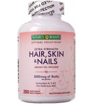 Nature's Bounty Hair Skin and Nails 5000 mcg of Biotin - 250 Coated Softgels