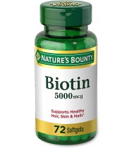 Biotin by Nature's Bounty, Vitamin Supplement, 5000 mcg, 72 Softgels