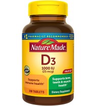 Nature Made Vitamin D3 1000 IU (25mcg) Tablets, 300 Count