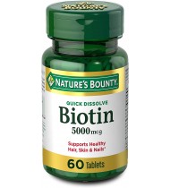 Biotin by Nature's Bounty, 5000 mcg, 60 Quick Dissolve Tablets