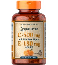 Vitmain C 500 mg & E 180 mg with Rose Hips, 100 Softgels