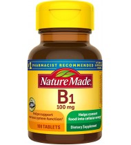 Nature Made Vitamin B1 100 mg Tablets, 100 Count