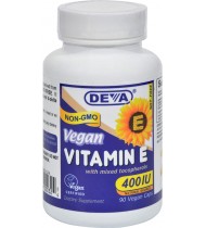 Deva Vegan Vitamins Natural Vitamin E 400iu with Mixed Tocopherols, 90-Count